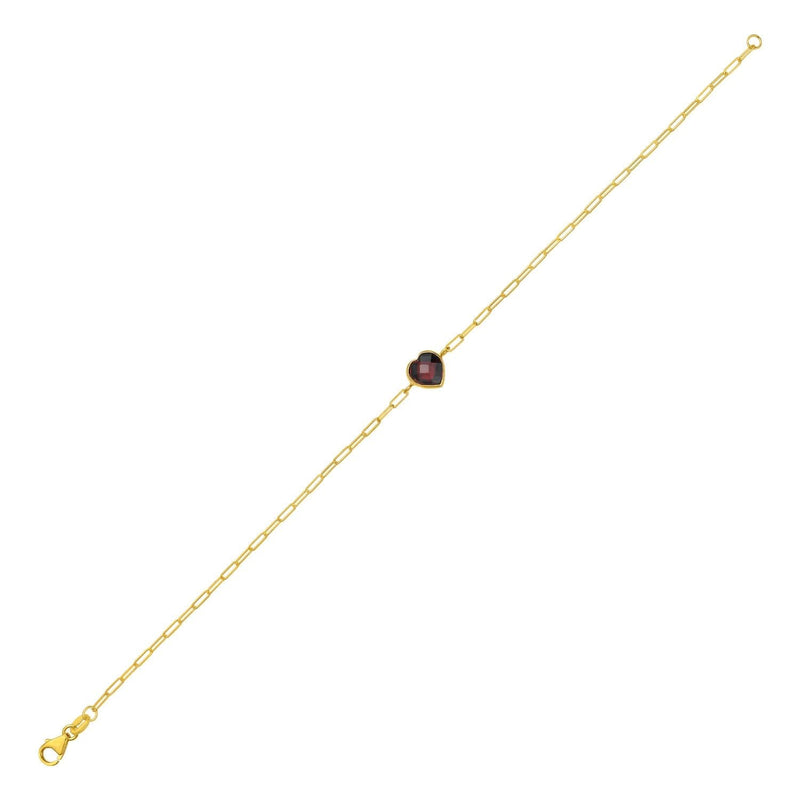 14K Yellow Gold Garnet Heart Bracelet 14K yellow gold bracelet with heart garnet stones