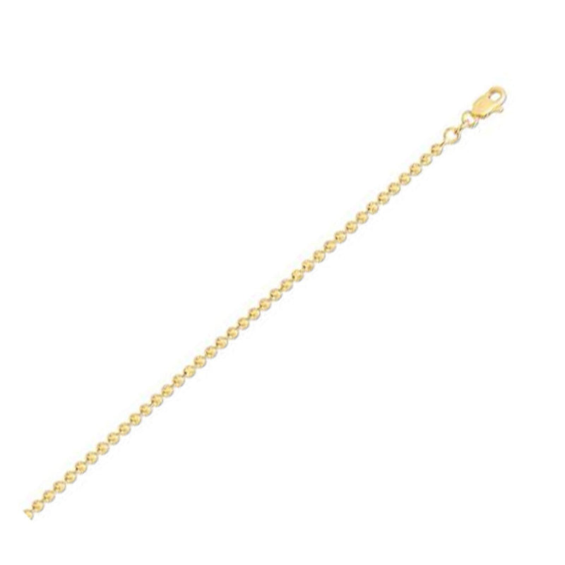 Moon Cut Bead Chain in 14k Yellow Gold (2.50 mm) 14K yellow gold moon cut bead chain with faceted 2.50 mm gold beads