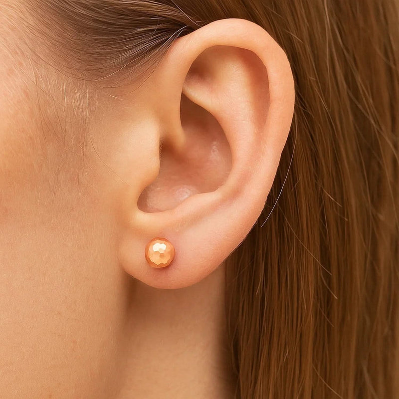 14k Rose Gold Ball Earrings with Faceted Texture(5mm) Product Image