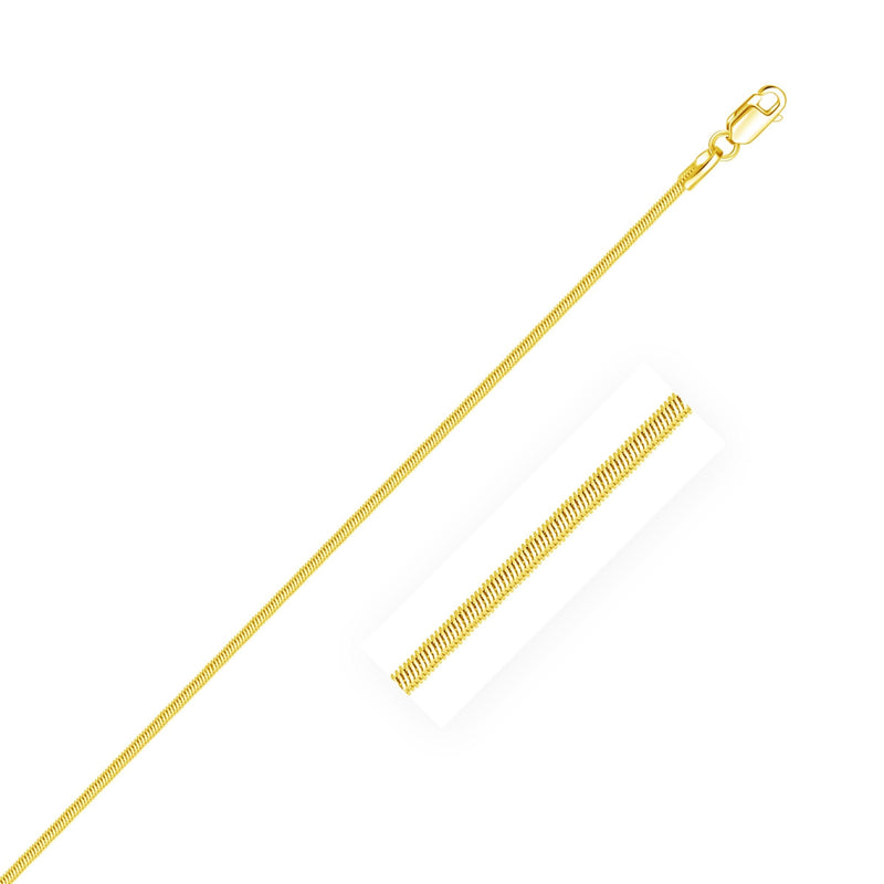 1.0mm 14K Yellow Gold Octagonal Shiny Snake Chain 14K yellow gold octagonal snake chain with smooth interlocked links