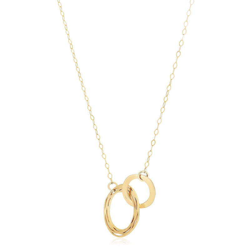 14k Yellow Gold High Polish Linked Double Circle Cutout Necklace 14K yellow gold linked double circle cutout necklace with high polish finish