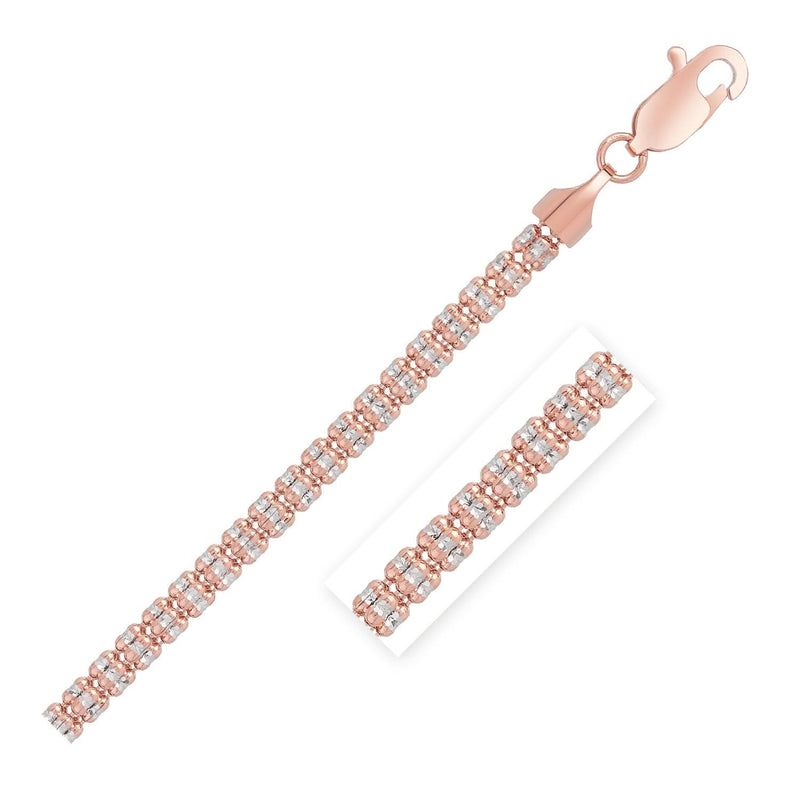Ice Barrel Chain in 14k Rose Gold (3.1 mm) 14K rose gold barrel chain with 3.1 mm ribbed cylindrical links