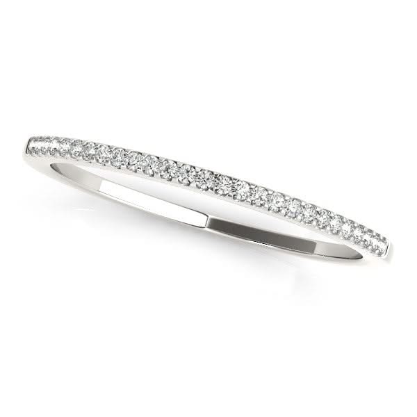 14k White Gold Slim Round Pave Set Wedding Band (1/10 cttw) 14K white gold wedding band with round pave-set diamond stones
