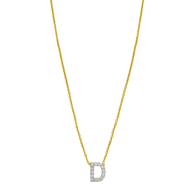14K Yellow Gold Mini Diamond D Initial Pendant Necklace 14K yellow gold initial D pendant necklace with diamond accent