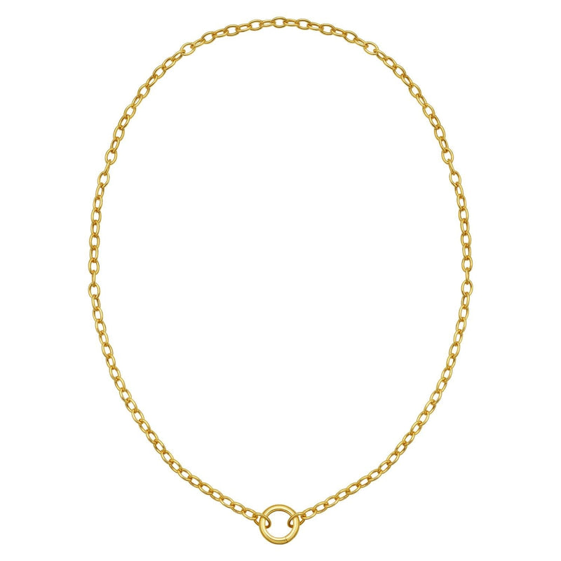 14K Yellow Gold Push Lock Charm Necklace (4.20 mm) 14K yellow gold push lock charm necklace with 4.20 mm chain links