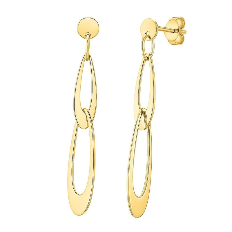 14k Yellow Gold Italian Oval Link Earrings 14K yellow gold Italian oval link earrings with flat interlocking loop chain
