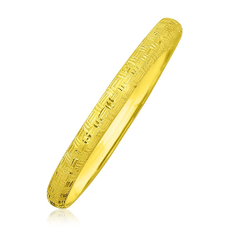 10k Yellow Gold Greek Pattern Textured Bangle 10K yellow gold Greek key textured slip-on bangle bracelet