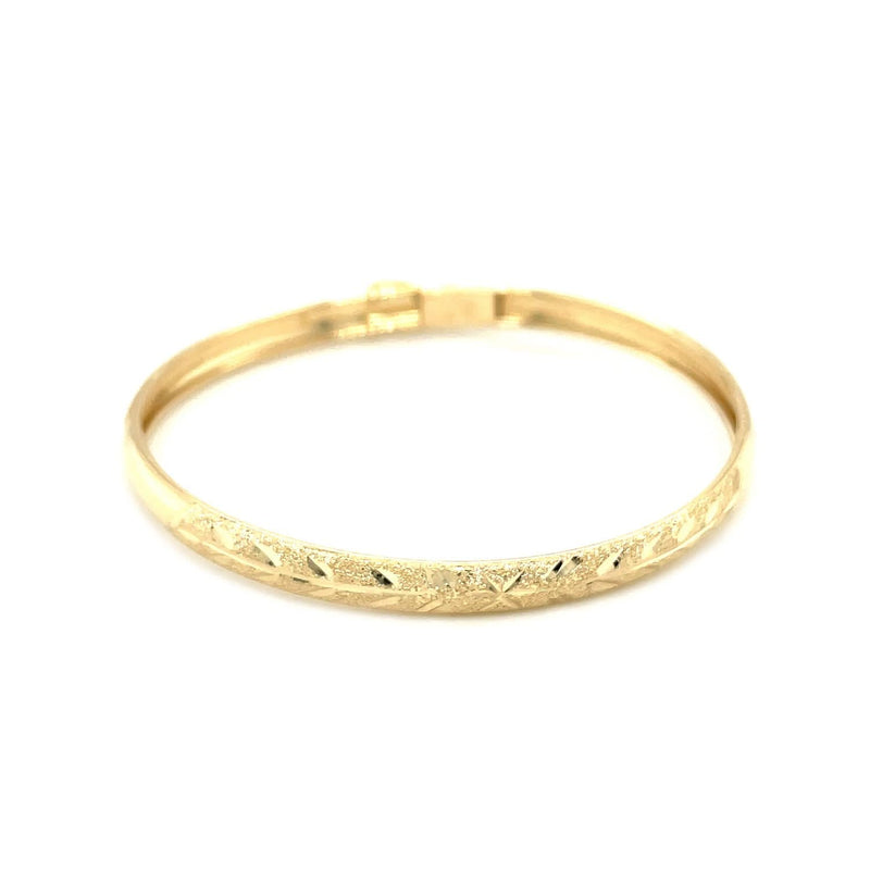 10k Yellow Gold Dome Childrens Diamond Cut Florentine Bangle (4.00 mm) Product Image