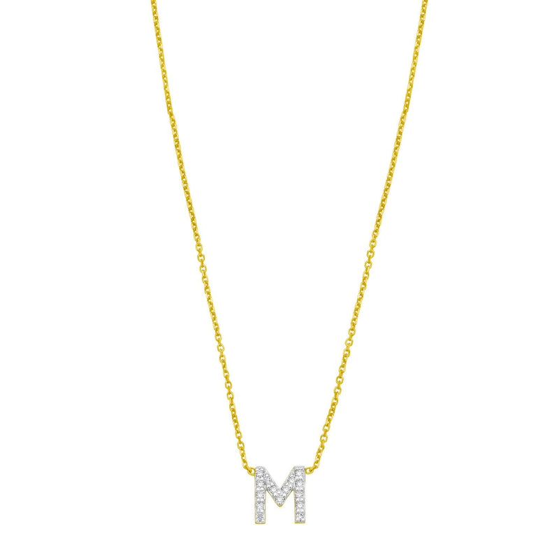 14K Yellow Gold Mini Diamond M Initial Pendant Necklace 14K yellow gold M initial pendant necklace with a mini diamond accent