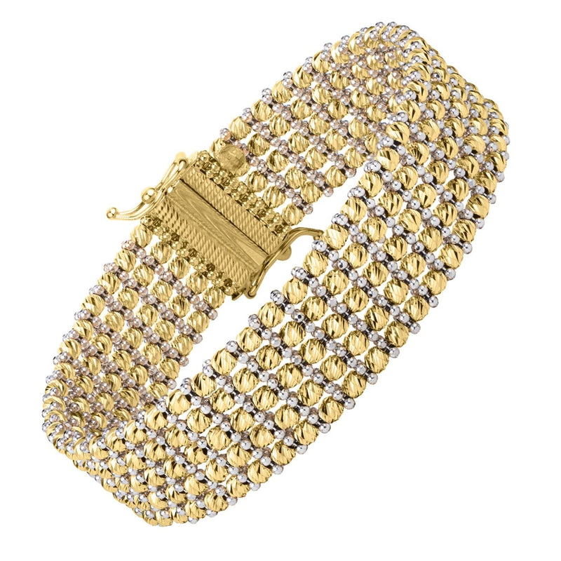 Medium Red Carpet Bracelet in 14K Two Tone Gold (14.10 mm) 14K two-tone gold Red Carpet bracelet with wide alternating links, 14.10 mm