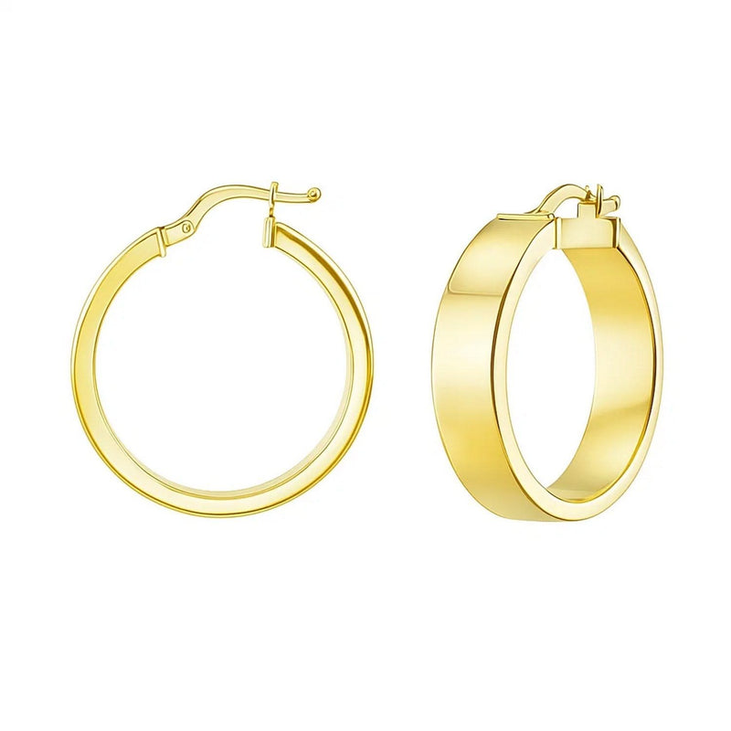 Medium Tube Shaped Hoop Earrings in 14K Yellow Gold 14K yellow gold medium tube hoop earrings with a smooth seamless profile