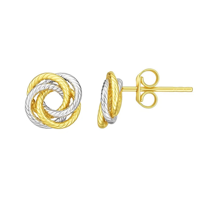 14k Two Tone Gold Love Knot Earrings 14K two-tone gold love knot earrings with no stones