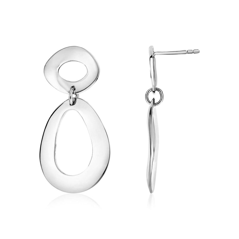 Sterling Silver Polished Teardrop and Oval Dangle Earrings Sterling silver dangle earrings with polished oval and teardrop forms