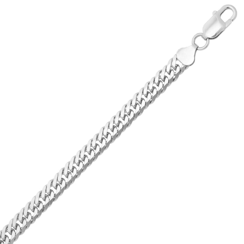 Sterling Silver Rhodium Plated Flat Miami Cuban Chain (6.70 mm) 925 sterling silver rhodium plated flat Miami Cuban chain 6.70 mm