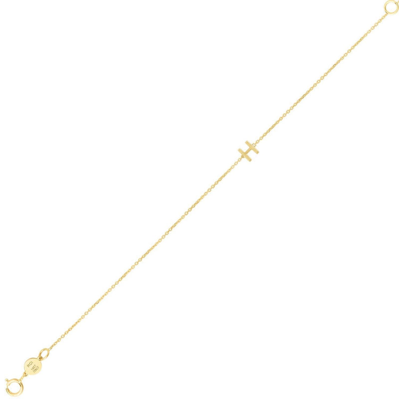 14K Yellow Gold Mini Initial H Bracelet 14K yellow gold mini initial H bracelet on a fine cable chain