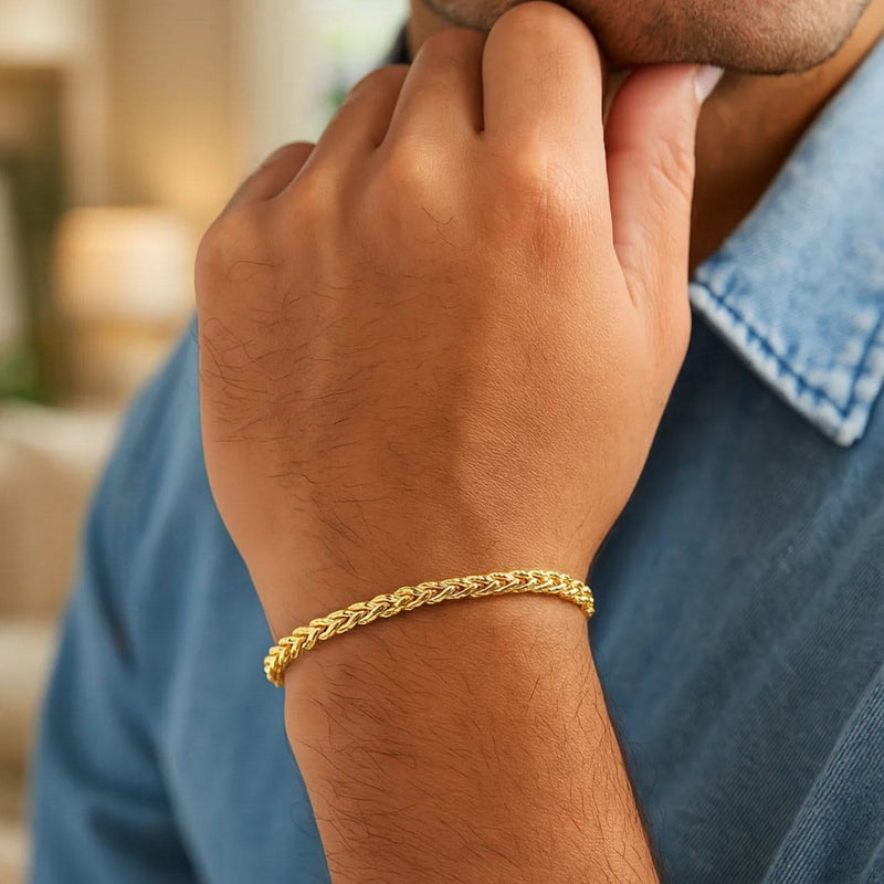 14k Yellow Gold Diamond Cut Round Franco Bracelet (4.10 mm) Product Image