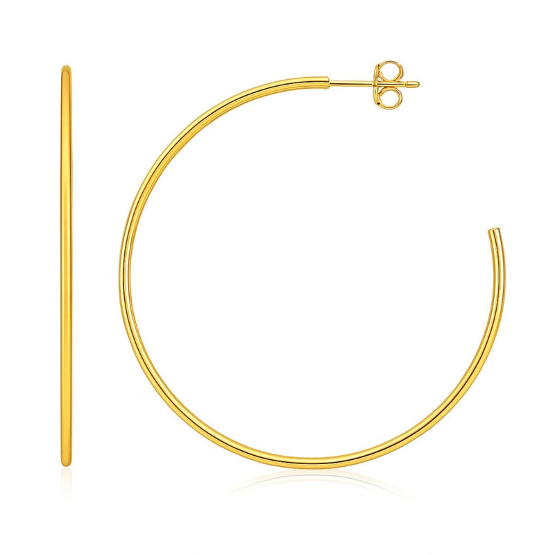 14k Yellow Gold Polished Hoop Earrings(1.5x50mm) Product Image