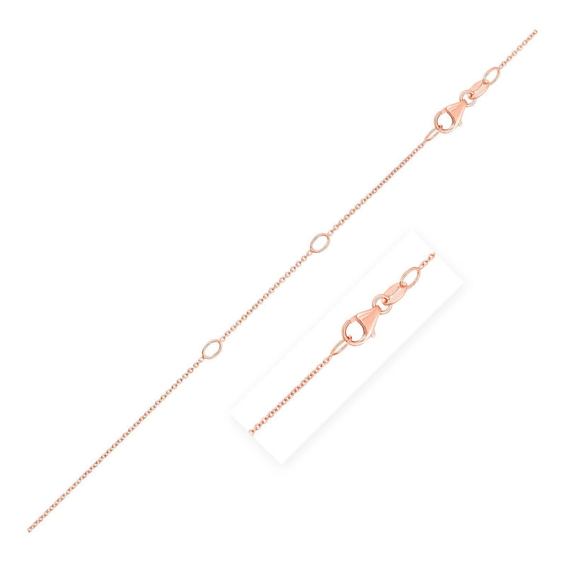 Double Extendable Cable Chain in 14k Rose Gold (0.85 mm) Product Image