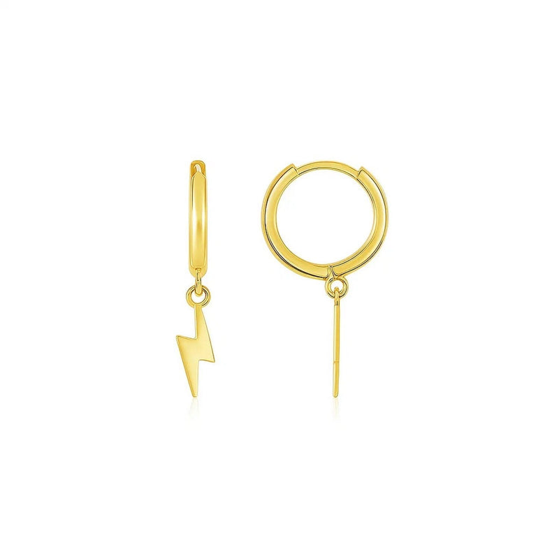 14K Yellow Gold Lighting Bolt Drop Hoop Earrings 14K yellow gold lightning bolt drop hoop earrings