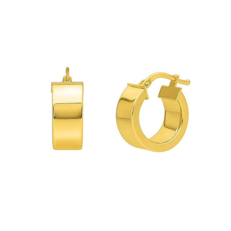 Small Tube Shaped Hoop Earrings in 14K Yellow Gold 14K yellow gold small tube shaped hoop earrings with no stones