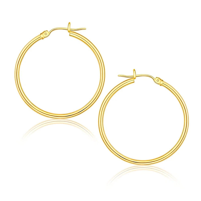 10k Yellow Gold Polished Hoop Earrings (1.5x25mm) Product Image