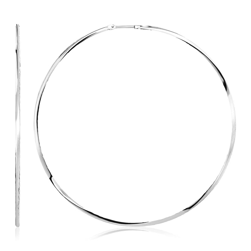 Sterling Silver Large Polished Round Hoop Earrings(70mm) Product Image
