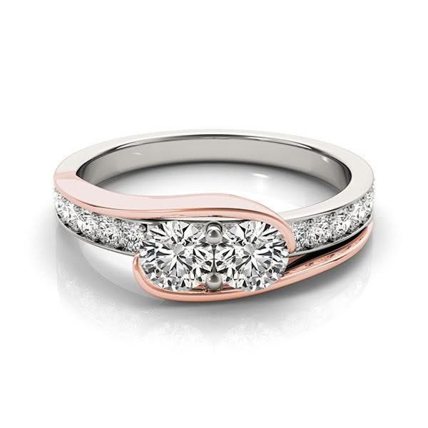 Two Stone Diamond Ring in 14k White And Rose Gold (3/4 cttw) Product Image