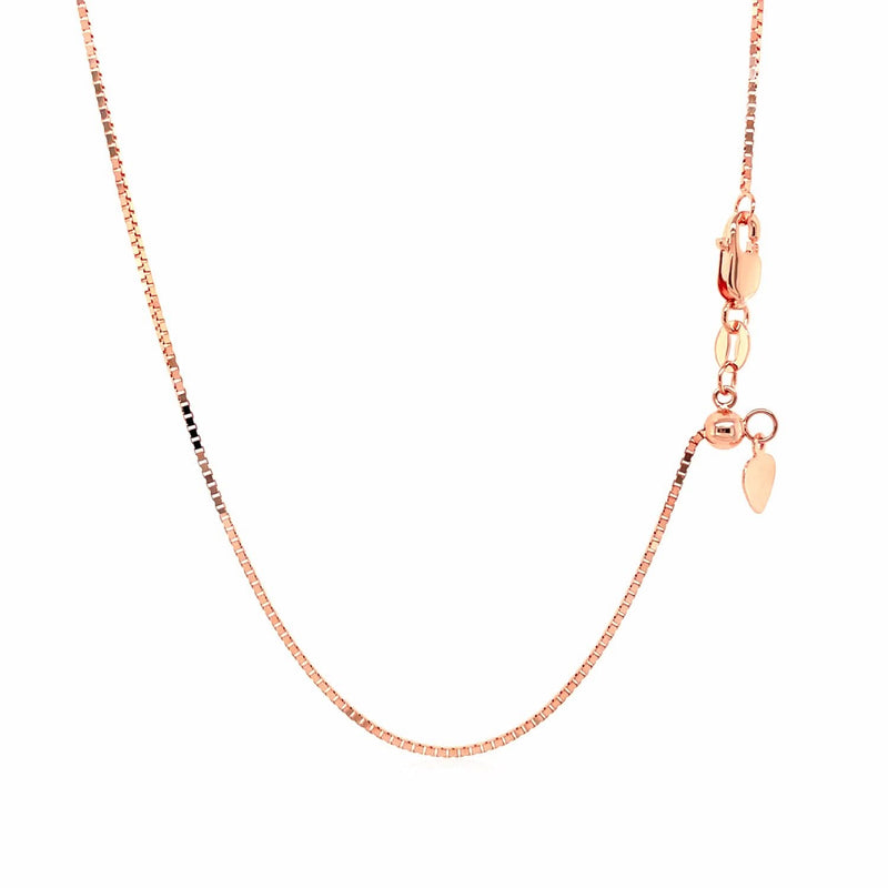 14k Rose Gold Adjustable Box Chain (0.85 mm) 14K rose gold box chain, 0.85 mm adjustable link pattern