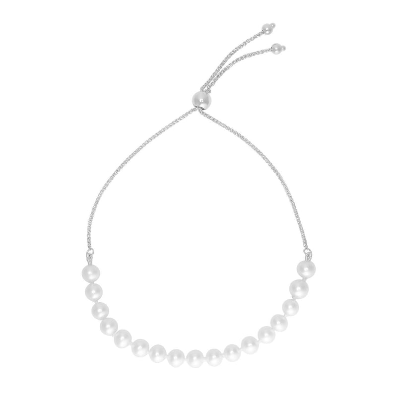 14k White Gold Adjustable Friendship Bracelet with Pearls (5.00 mm) 14K white gold friendship bracelet with pear pearl stones