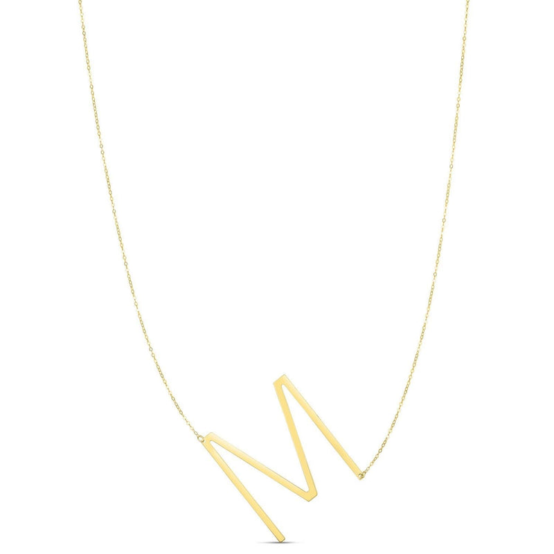 14K Yellow Gold Yours Truly Large Initial M Necklace 14K yellow gold large initial M letter pendant necklace