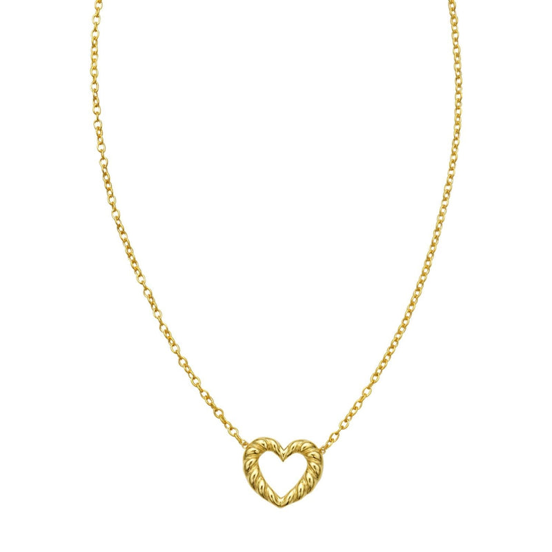 14K Yellow Gold Braided Open Heart Necklace 14K yellow gold open heart necklace with braided heart-shape pendant