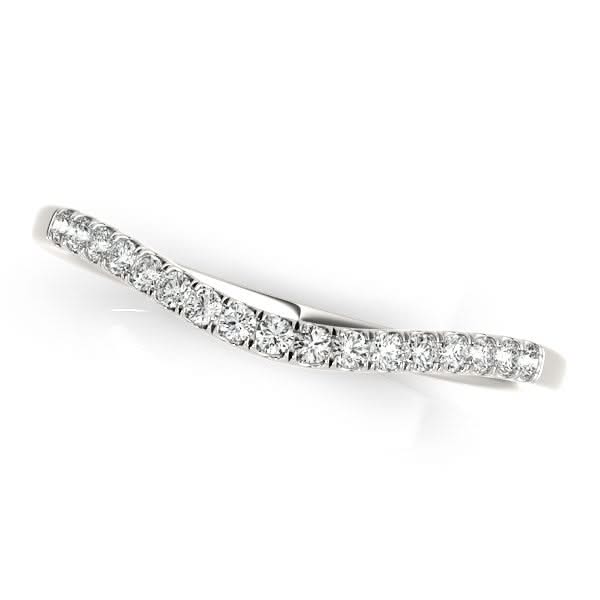 14k White Gold Soft Curved Diamond Wedding Band (1/8 cttw) 14K white gold ring with curved row of round diamond stones