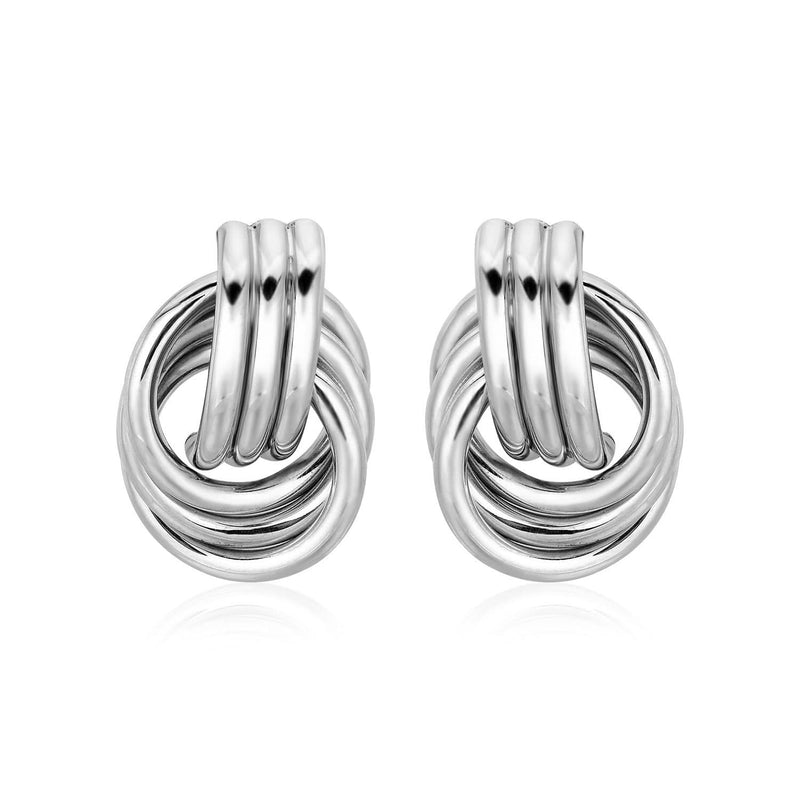 Polished Love Knot Earrings with Interlocking Rings in Sterling Silver Polished sterling silver love knot earrings with interlocking rings