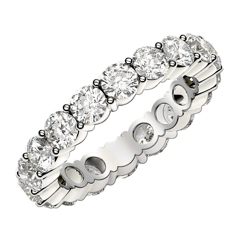 Round Cut Lab Grown Diamond Eternity Ring in 14k White Gold (2 cttw FG/VS2) 14K white gold eternity ring with round diamond stones set around the band