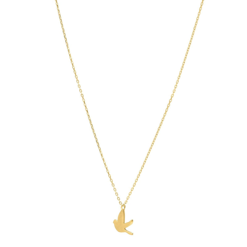 Dove Necklace in 14K Yellow Gold 14K yellow gold dove necklace with open winged pendant and soldered bail