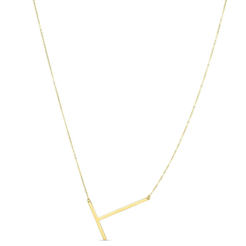 14K Yellow Gold Yours Truly Large Initial T Necklace 14K yellow gold initial T necklace with block letter pendant