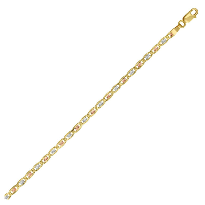 14K Tri Color Gold Pave Valentino Chain (3.00 mm) 14K tri-color gold Valentino chain in pave pattern at 3.00 mm width