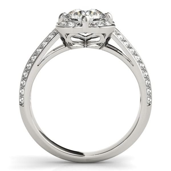 Round Diamond Floral Motif Engagement Ring in 14k White Gold (1 3/8 cttw) Product Image