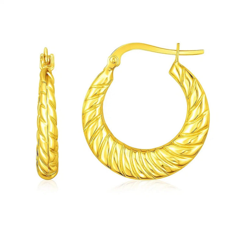 14K Yellow Gold Polished Twisted Cable Graduated Hoops 14K yellow gold twisted cable graduated hoop earrings with click-post closure