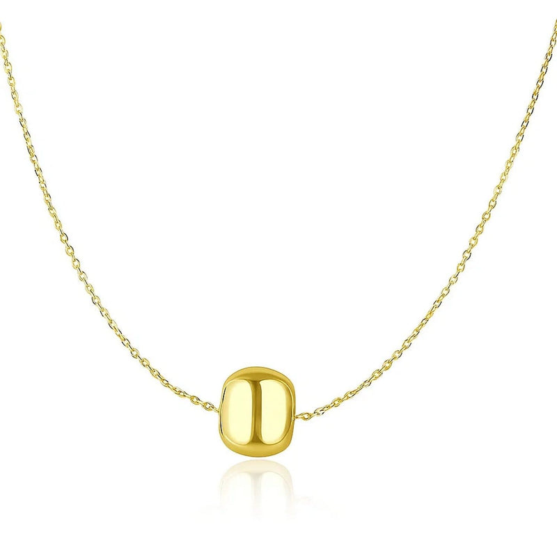 14k Yellow Gold Necklace with Shiny Barrel Bead Charm Product Image