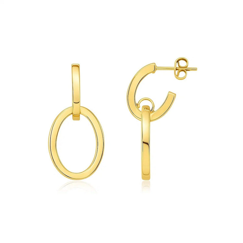 14K Yellow Gold Interlocking Drop Hoop Earrings 14K yellow gold interlocking drop hoop earrings with polished open loops