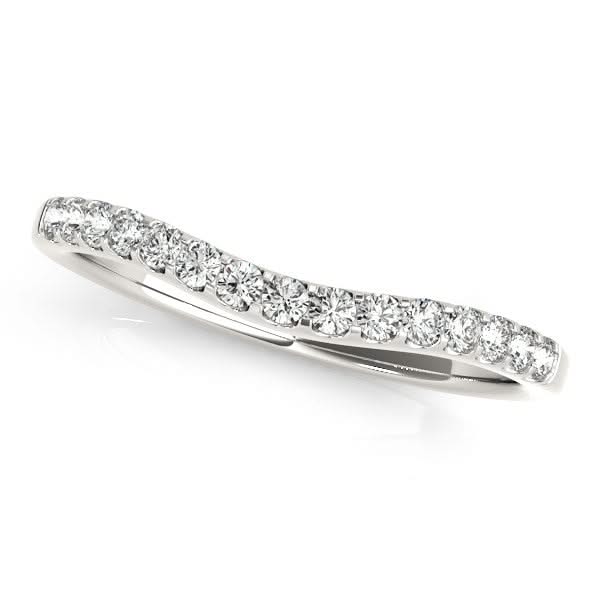 14k White Gold Round Pave Setting Curvy Diamond Wedding Band (1/4 cttw) 14K white gold ring with round pave diamond stones in a curved band