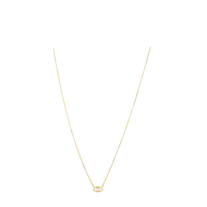 14k Yellow Gold Pearl Evil Eye Necklace 14K yellow gold evil eye necklace with pear pearl stone