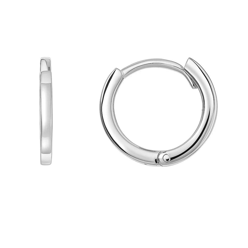 14k White Gold Petite Polished Round Hoop Earrings(1.3x11.5mm) Product Image