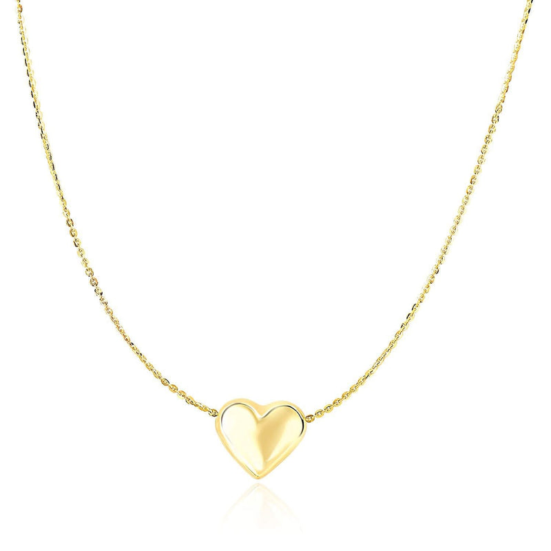 14k Yellow Gold Chain Necklace with Sliding Puffed Heart Charm Product Image
