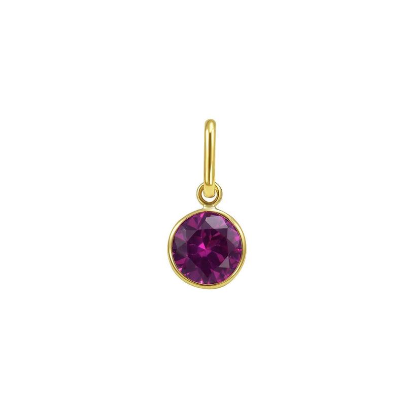 14K Yellow Gold Round Pink Sapphire Charm Pendant 14K yellow gold charm pendant with round pink sapphire stone
