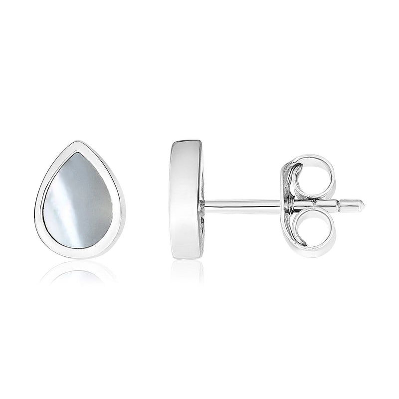 Sterling Silver Mother of Pearl Teardrop Earrings 925 sterling silver earrings with pear-shaped mother of pearl stones