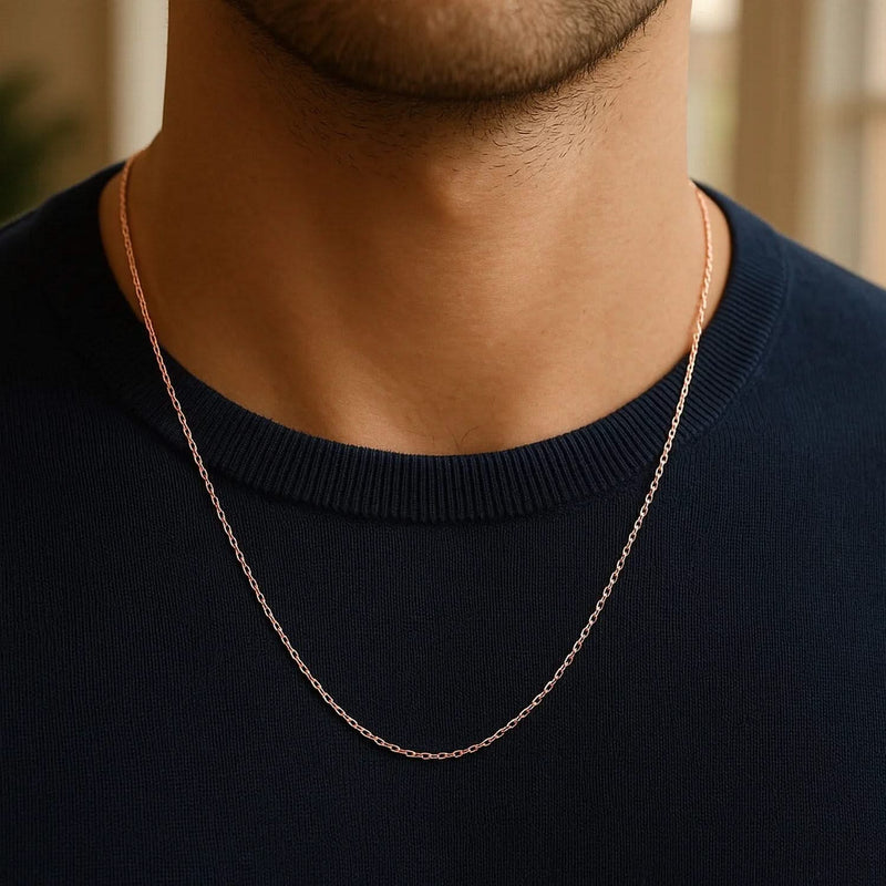 14k Rose Gold Diamond Cut Cable Link Chain (1.10 mm) Product Image