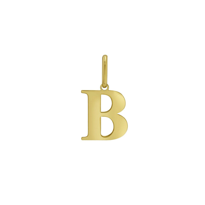 14K Yellow Gold Initial B Charm Pendant 14K yellow gold initial B charm pendant with polished block letter and rounded bail