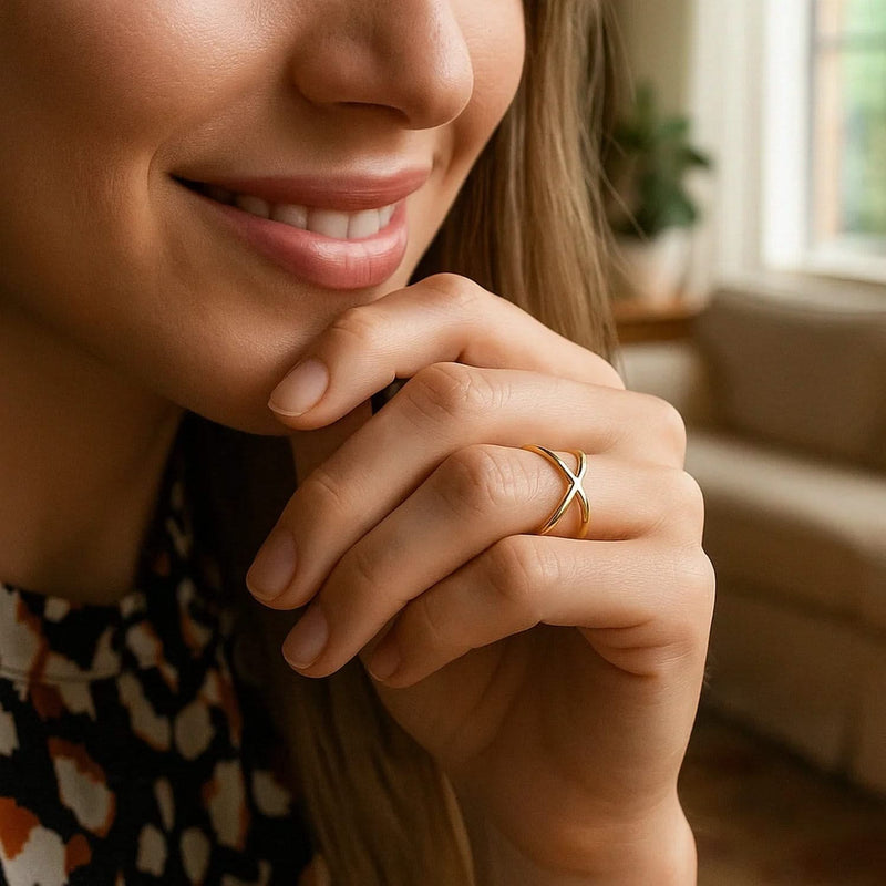 14k Yellow Gold Polished X Profile Ring Product Image